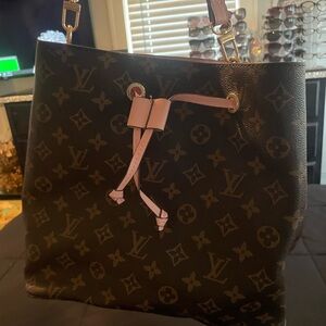 Louis Vuitton Dark Brown Monogram Shoulder Bag with Pink Accents ( look alike)